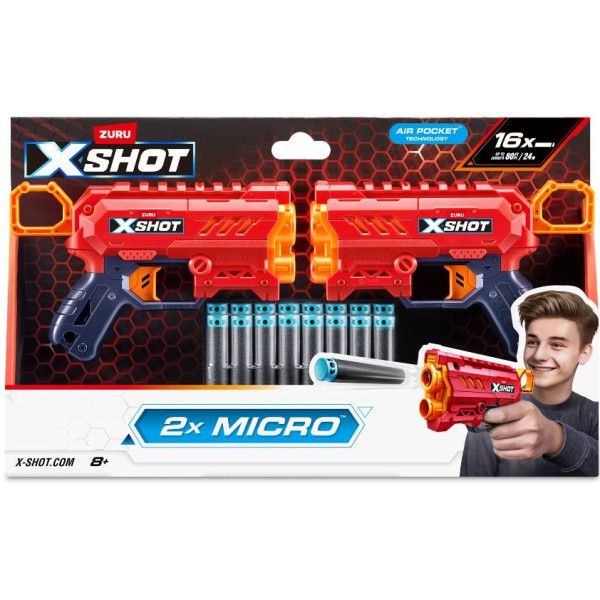 Фото - Бластер многозарядный ZURU X-Shot Excel Double micro 2.0 (2 бластера, 16 патронов) (36727R)