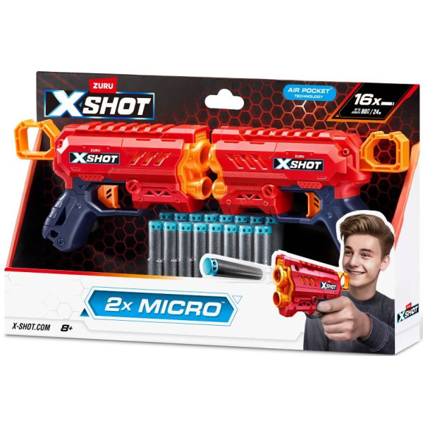 Фото - Бластер многозарядный ZURU X-Shot Excel Double micro 2.0 (2 бластера, 16 патронов) (36727R)