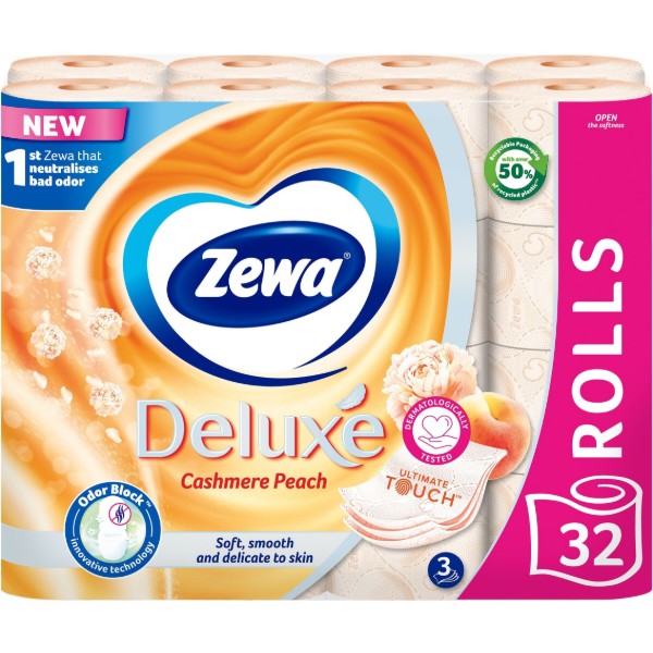 Фото - Туалетная бумага Zewa Deluxe Персик 3 слоя 32 рулона (7322542544631) Фото - Туалетная бумага Zewa Deluxe Персик 3 слоя 32 рулона (7322542544631)