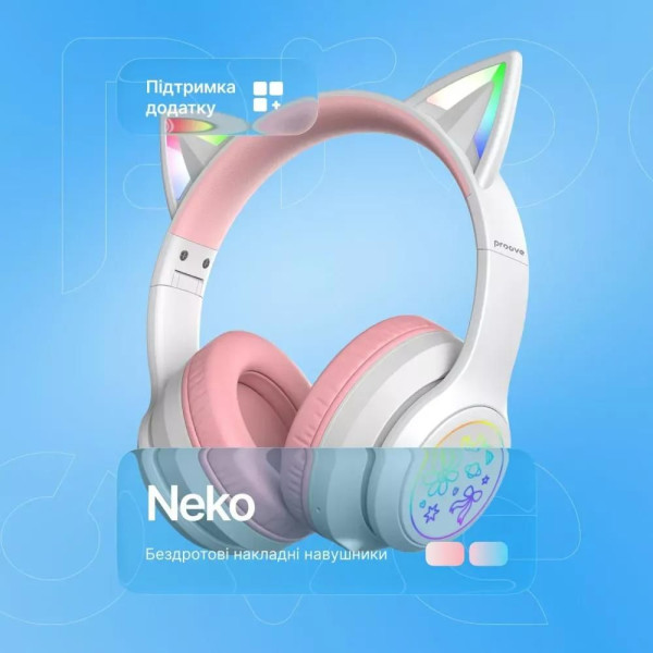 Фото - Наушники накладные беспроводные Proove Kids Neko APP Blue/Pink (HPNK0001AP26)