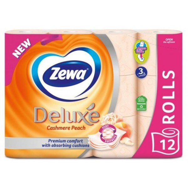 Фото - Туалетний папір Zewa Deluxe Персик 12 рулонів (7322541396026)