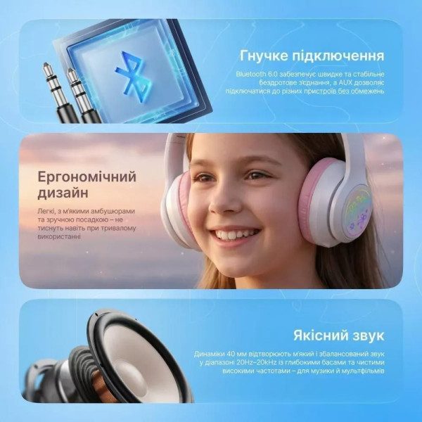 Фото - Наушники накладные беспроводные Proove Kids Neko APP Blue/Pink (HPNK0001AP26)