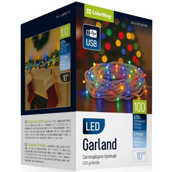 Фото - Гірлянда лінійна Colorway LED 100 10 м кольорова USB (CW-G-100L10UTMC)