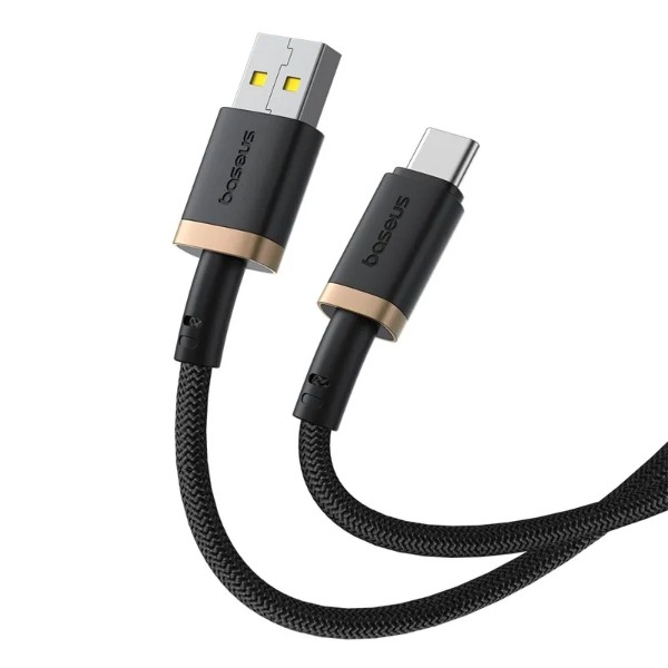 Фото - Перехідник Baseus Dura Series Fast Charging Cable USB to Type-C 60W 1m Gold+Black (P10377802U01-00)