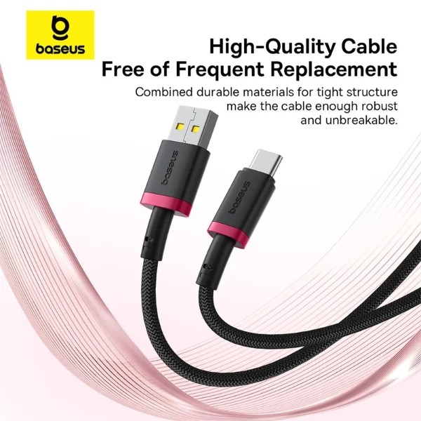 Фото - Перехідник Baseus Dura Series Fast Charging Cable USB to Type-C 60W 1m Red+Black (P10377802U01-01)