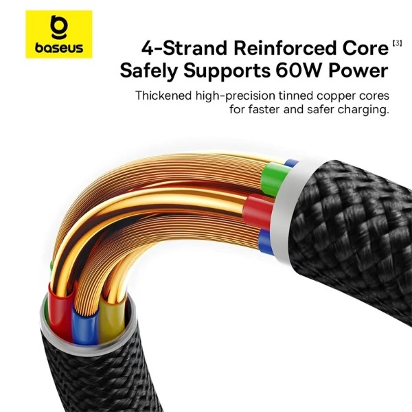 Фото - Перехідник Baseus Dura Series Fast Charging Cable USB to Type-C 60W 1m Gold+Black (P10377802U01-00)