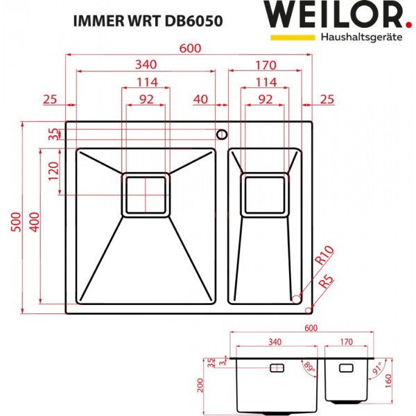 Фото - Мойка кухонная Weilor Immer WRT DB6050
