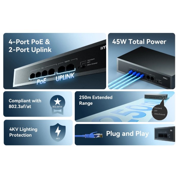 Фото - Коммутатор локальної мережі (Switch) Imou SF106P