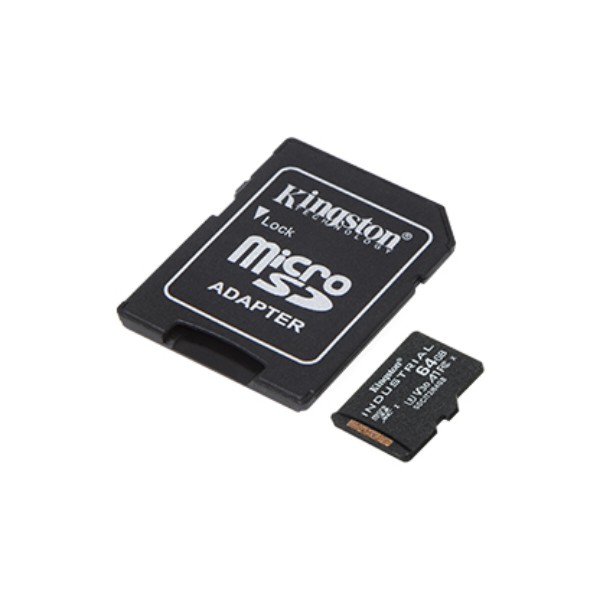 Фото - Карта памяти Kingston 64GB microSDXC Industrial C10 A1 pSL C Card + SD Adapter (SDCIT2/64GB)