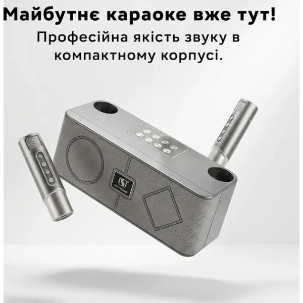 Фото - Портативна акустика INSPIRE YS-215-silver + 2 бездротові мікрофони та сабвуфером