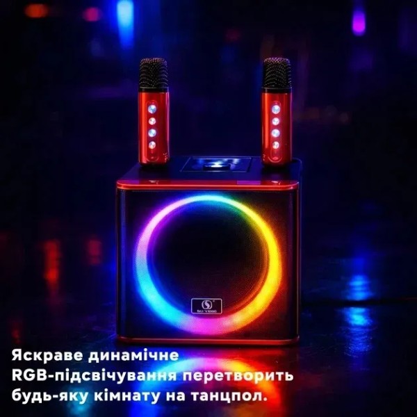 Фото - Портативна акустика INSPIRE YS-309-red + 2 бездротові мікрофони та RGB підсвіткою