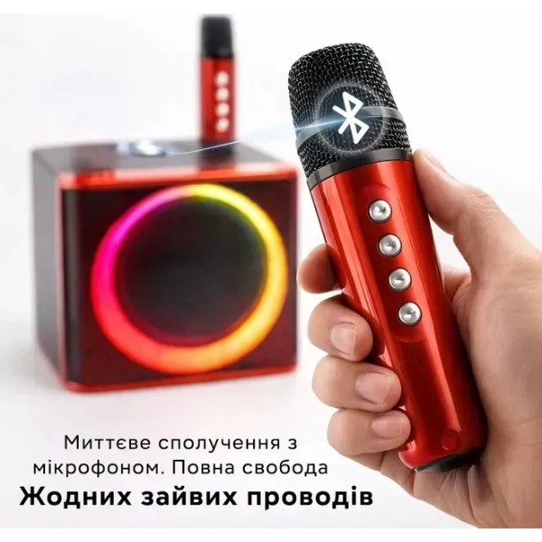 Фото - Портативна акустика INSPIRE YS-309-red + 2 бездротові мікрофони та RGB підсвіткою