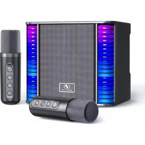 Фото - Портативная акустика INSPIRE YS-310 Boombox Black + 2 беспроводные микрофоны и RGB подсветка