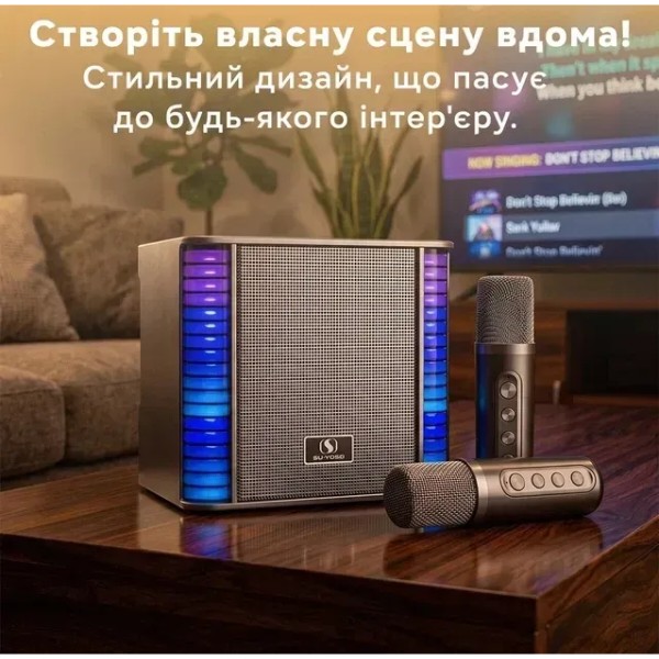 Фото - Портативная акустика INSPIRE YS-310 Boombox Black + 2 беспроводные микрофоны и RGB подсветка