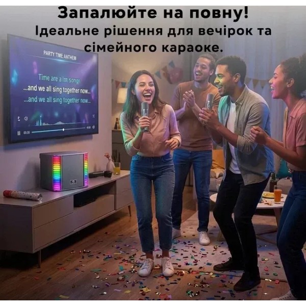 Фото - Портативная акустика INSPIRE YS-310 Boombox Black + 2 беспроводные микрофоны и RGB подсветка