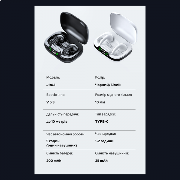 Фото - Навушники вкладиші бездротові TWS INSPIRE JR03 Black