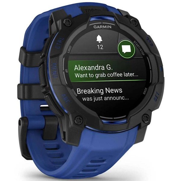 Фото - Смарт-часы Garmin Instinct 3, 45mm, AMOLED, Black with Bolt Blue Band (010-02936-03)