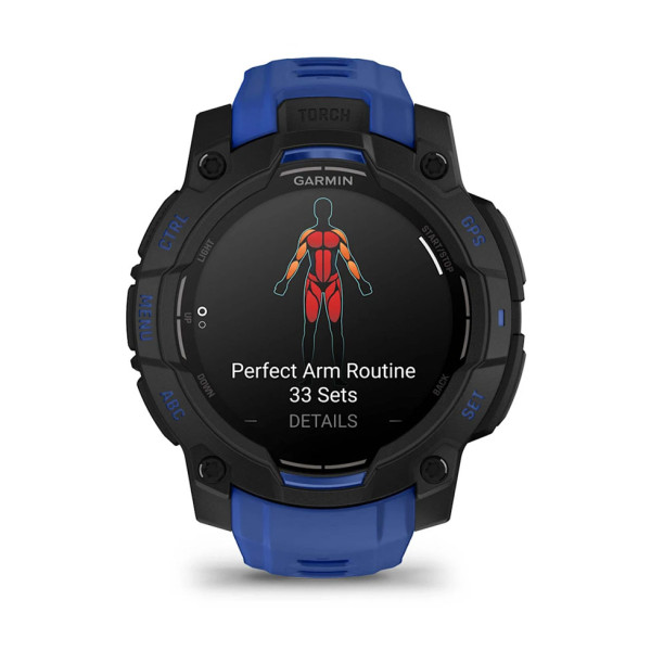 Фото - Смарт-часы Garmin Instinct 3, 45mm, AMOLED, Black with Bolt Blue Band (010-02936-03)