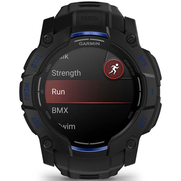 Фото - Смарт-часы Garmin Instinct 3, 50mm, AMOLED, Black with Bolt Blue Accents (010-03020-03)