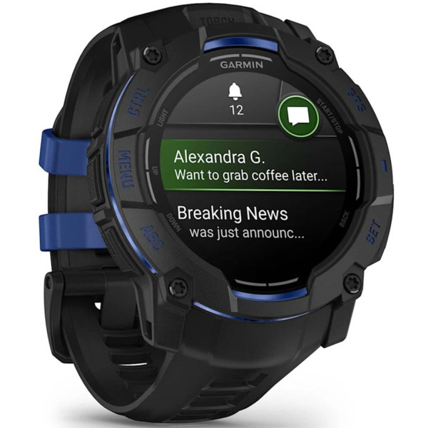 Фото - Смарт-часы Garmin Instinct 3, 50mm, AMOLED, Black with Bolt Blue Accents (010-03020-03)