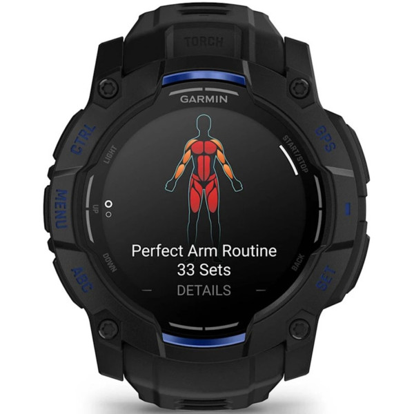 Фото - Смарт-часы Garmin Instinct 3, 50mm, AMOLED, Black with Bolt Blue Accents (010-03020-03)