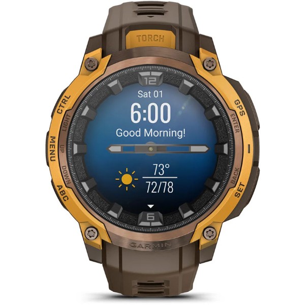 Фото - Смарт-часы Garmin Instinct Crossover AMOLED, BronzeSunburst/Cocoa (010-03398-01)