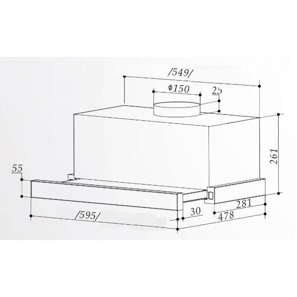 Фото - Витяжка вбудована Interline SLIM ULTRA X/S A/60