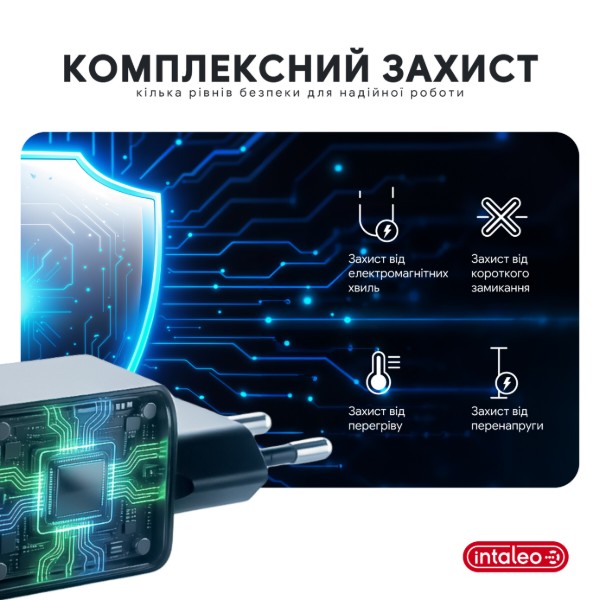 Фото - Сетевое зарядное устройство Intaleo GaN 25W USB-A+USB-C INT-TCGN252CA Black (1283126638299)