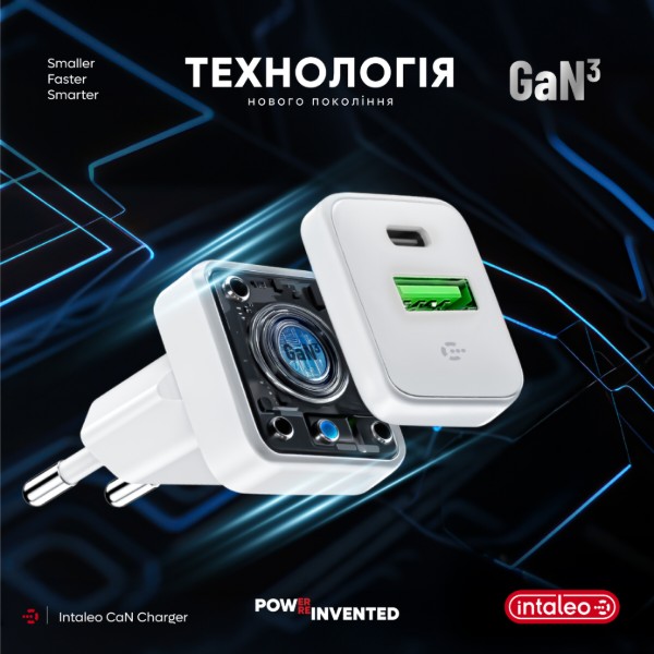 Фото - Сетевое зарядное устройство Intaleo GaN 45W USB-A+USB-C INT-TCGN452CA White (1283126637285)