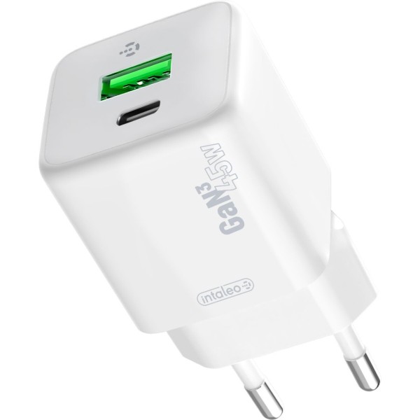 Фото - Сетевое зарядное устройство Intaleo GaN 45W USB-A+USB-C INT-TCGN452CA White (1283126637285)