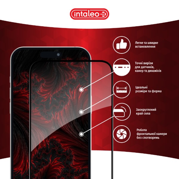 Фото - Защитное стекло для смартфона Intaleo 9H 3D for Apple iPhone 15 / iPhone 16 Black (1283126577314)