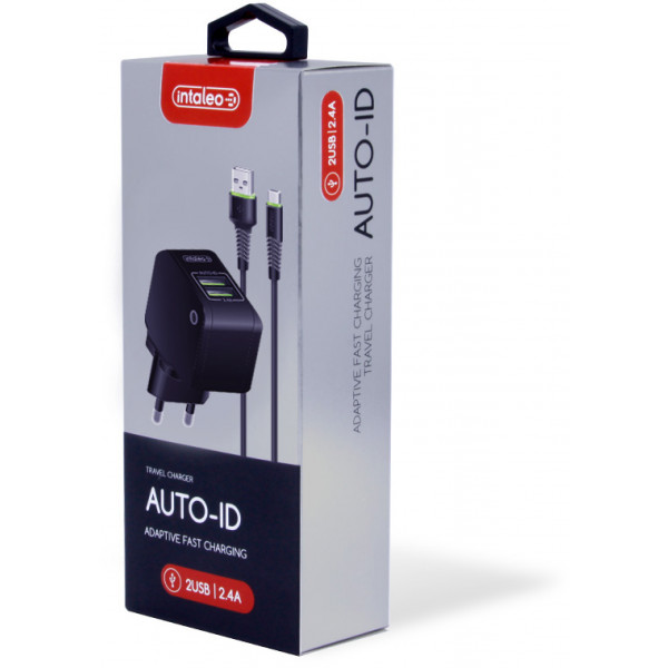 Фото - Мережевий зарядний пристрій Intaleo TCA242 (2USB2,4A) з кабелем Type-C (чорний)