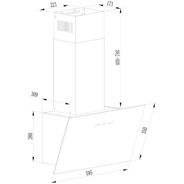 Фото - Витяжка декоративна Interline ROCK BL A/60/GL/T Nano Matte