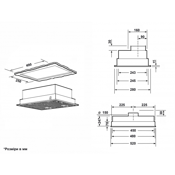 Фото - Вытяжка встраиваемая Interline WIND BL A/60/GL/ST