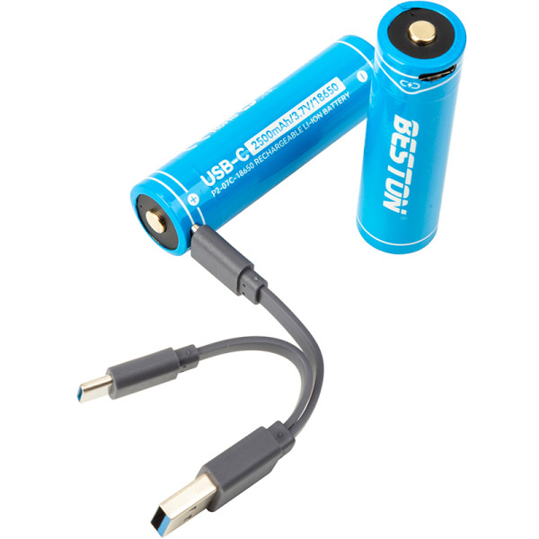 Фото - Аккумулятор тип 18650 Beston USB Type-C 18650, 3.7V 2500mAh, Li-Ion, 2 шт. (AA620371)