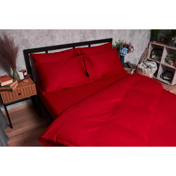 Фото - Комплект постільної білизни Moon&Star Satin Stripe Stripe Red King Size 220x240 (MS-820003570)