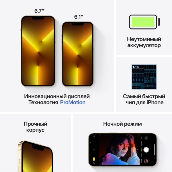 Фото - Смартфон Apple iPhone 13 Pro 256Gb Golde (Восстановленный, Почти новый)