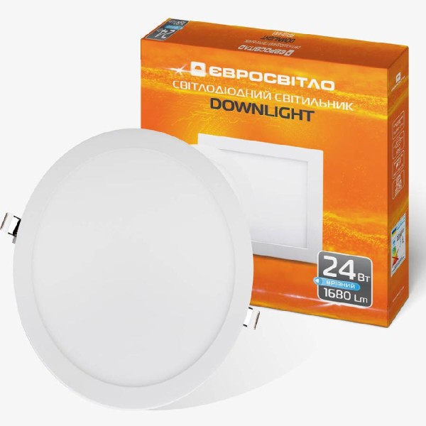 Фото - Светодиодный светильник Євросвітло точечный врезной 24Вт круг LED-R-300-24 6400К (000039189)