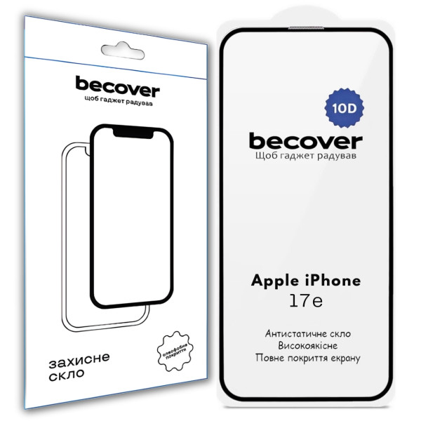 Фото - Защитное стекло для смартфона BeCover for Apple iPhone 17e 10D Black (715142)