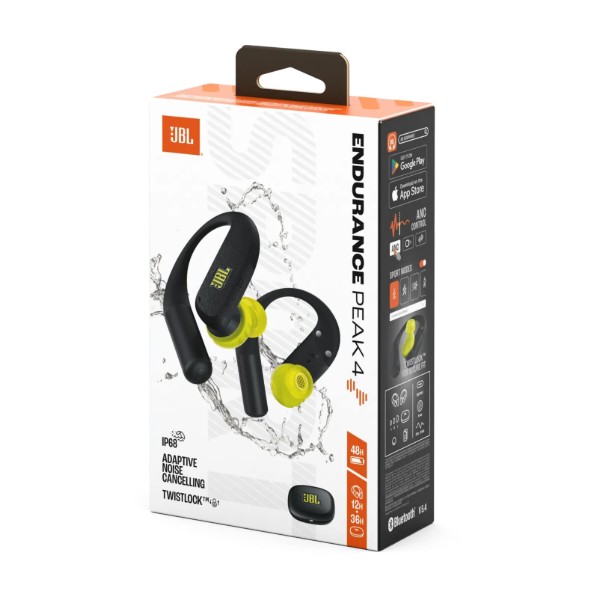 Фото - Навушники вкладиші бездротові TWS JBL Endurance Peak 4 Black/Lime (JBLENDUPEAK4BLKL)