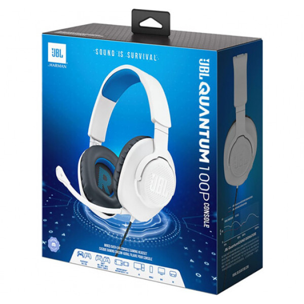 Фото - Гарнитура проводная игровая JBL Quantum 100P Console White (JBLQ100PWHTBLU)