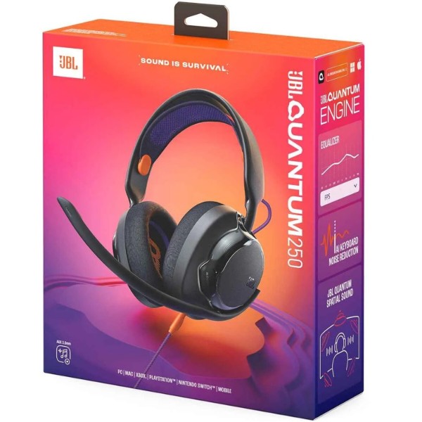 Фото - Гарнітура дротова ігрова JBL Quantum 250 Black (JBLQTUM250BLK)