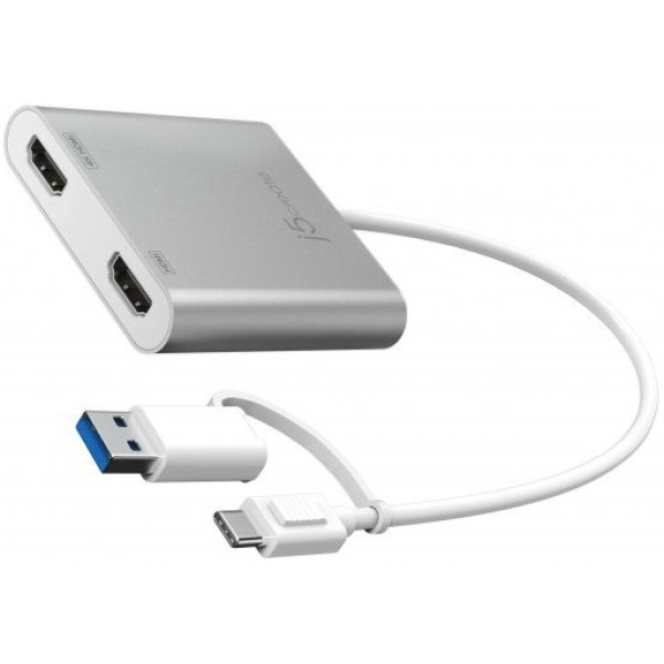 Фото - Адаптер Mini Display Port-HDMI J5create USB-C/A на 2 HDMI (JCA365-N)