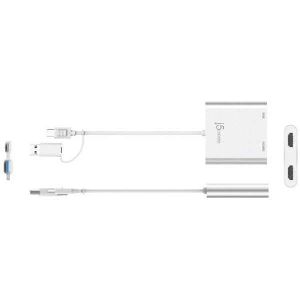 Фото - Адаптер Mini Display Port-HDMI J5create USB-C/A на 2 HDMI (JCA365-N)