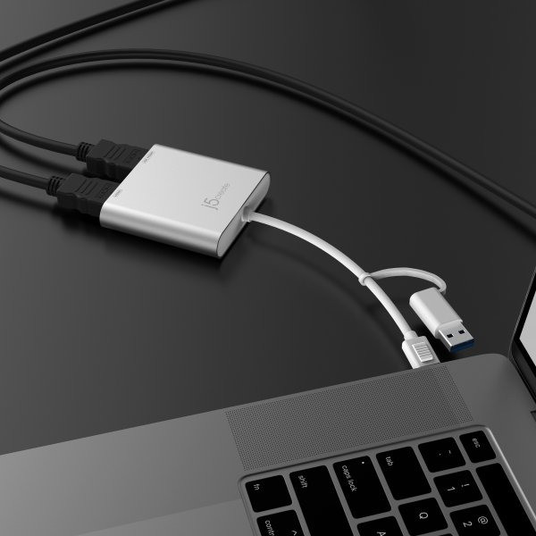 Фото - Адаптер Mini Display Port-HDMI J5create USB-C/A на 2 HDMI (JCA365-N)