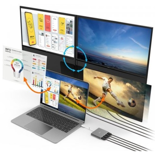 Фото - Адаптер Mini Display Port-HDMI J5create USB-C на 4 HDMI (JCA366-N)