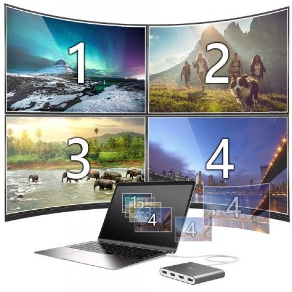 Фото - Адаптер Mini Display Port-HDMI J5create USB-C на 4 HDMI (JCA366-N)