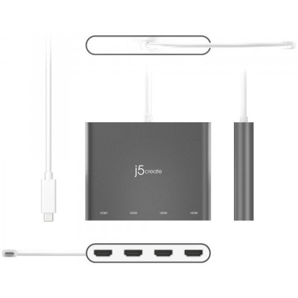 Фото - Адаптер Mini Display Port-HDMI J5create USB-C на 4 HDMI (JCA366-N)