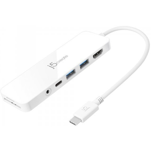 Фото - Хаб USB J5create USB-C 6-в-1 White (JCD373-N) Фото - Хаб USB J5create USB-C 6-в-1 White (JCD373-N)