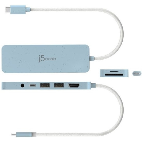 Фото - Хаб USB J5create USB-C 6-в-1 Fresh Cyan (JCD373EC-N)